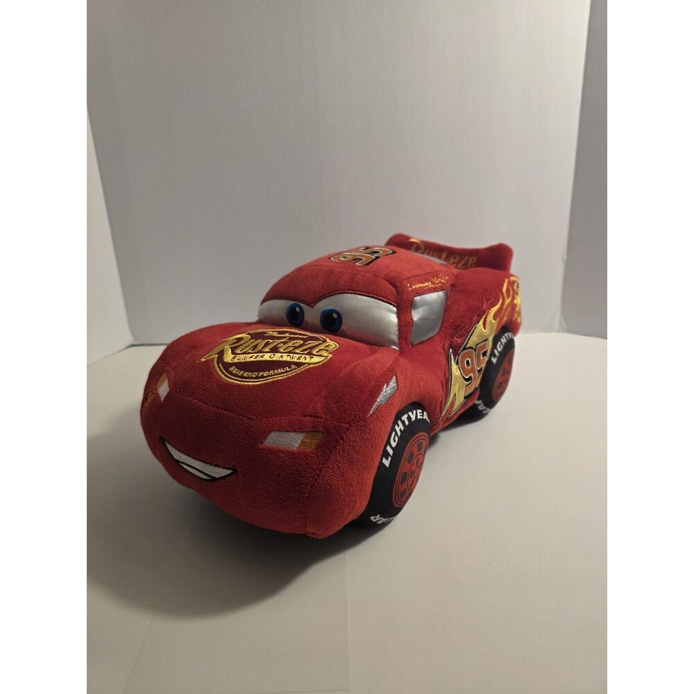 Disney Pixar Cars Lightning McQueen Plush Red #95 Rust-eze Medium 14” Toy